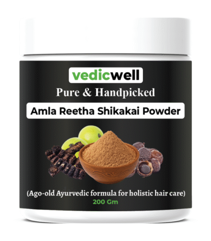 Ayurveda’s Answer to Shampoo – Amla Reetha Shikakai Powder for Growth & Shine (200g)